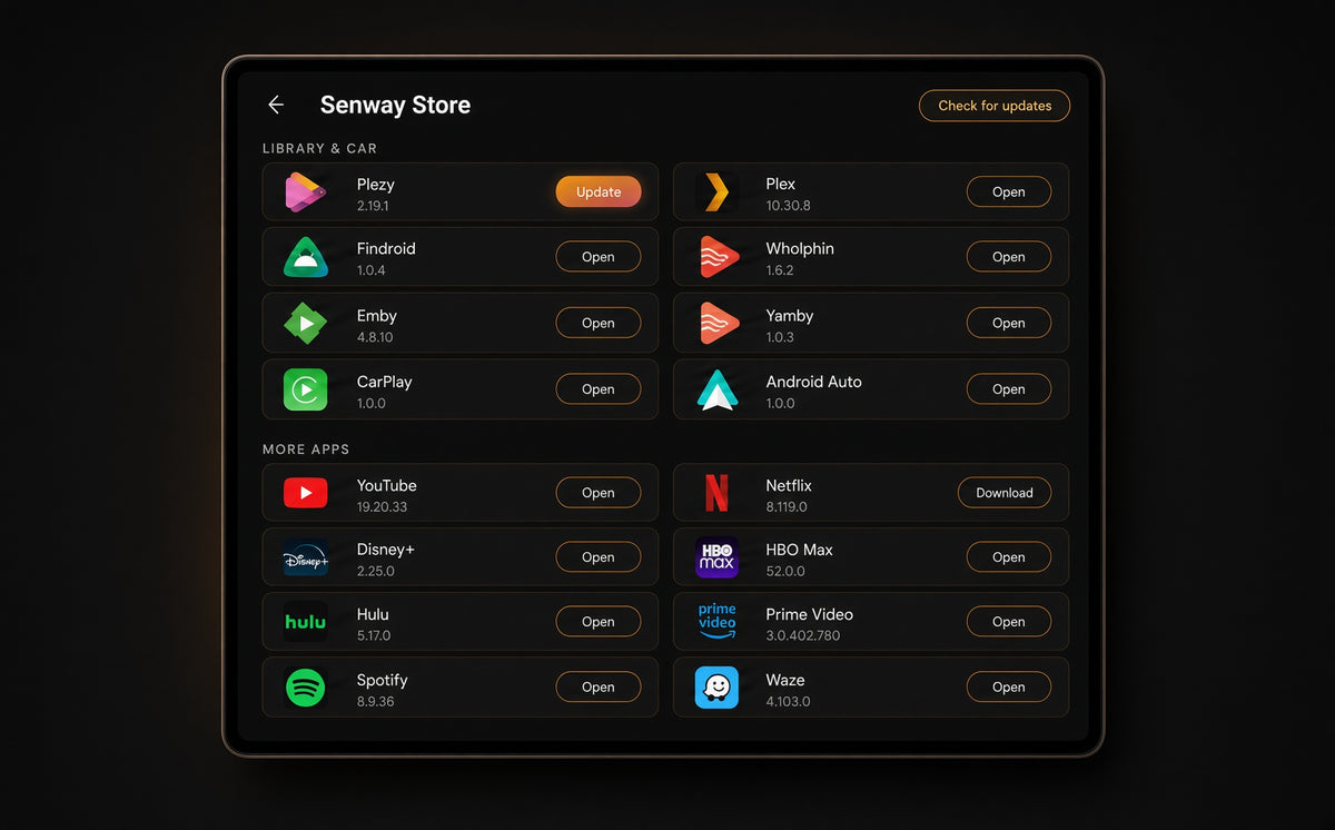 Senway Store showing personal-library apps and optional additional apps