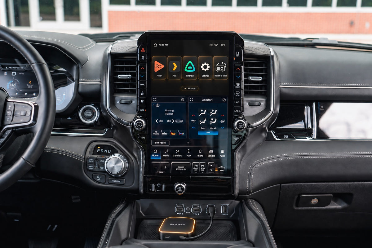 Senway 1 connected inside a compatible vehicle